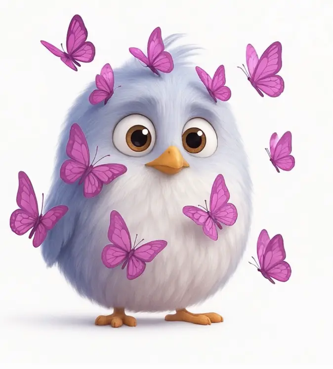 Bookie, the tinyGuardian mascot, surrounded by butterflies